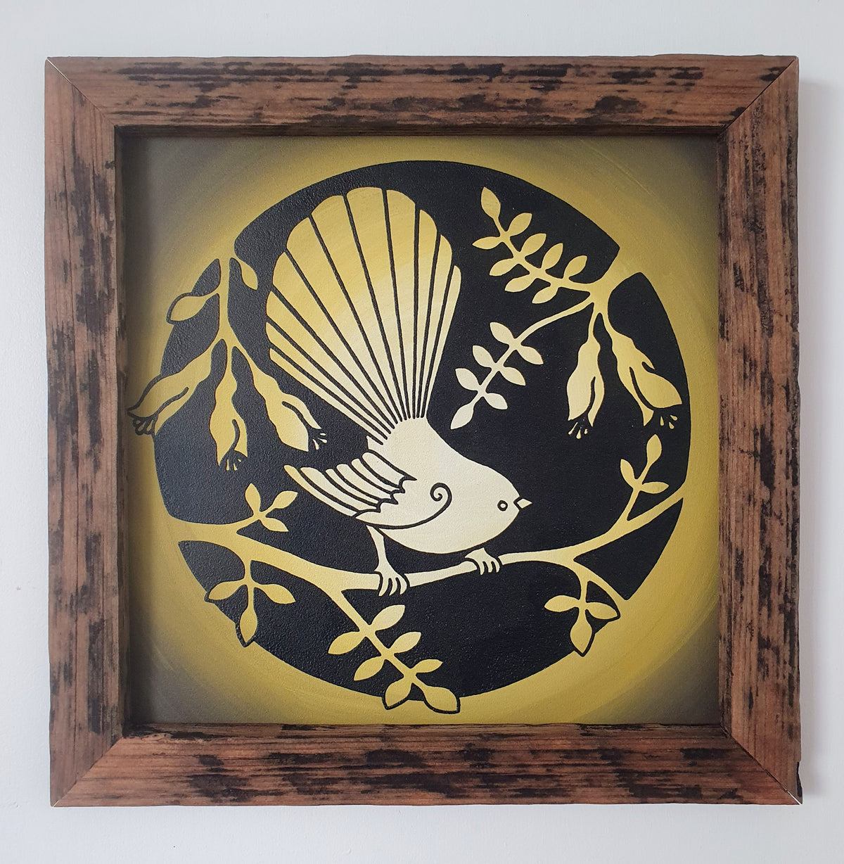 Fantail and Kowhai Framed